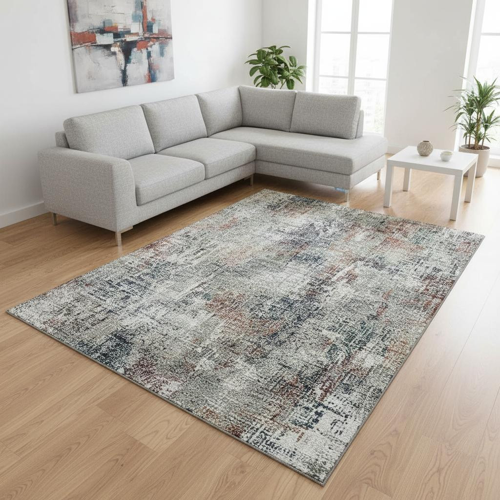 657777 8 x 10 ft. Taupe Copper & Beige Abstract Washable Machine Made Rectangle Area Rug with UV Protection