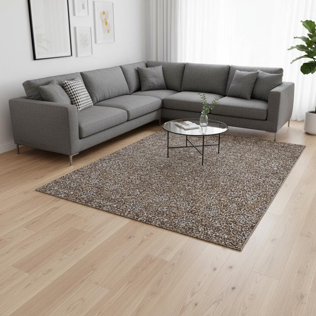 656811 8 x 10 ft. Chocolate, Gray & Charcoal Floral Washable Machine Made Rectangle Area Rug with UV Protection