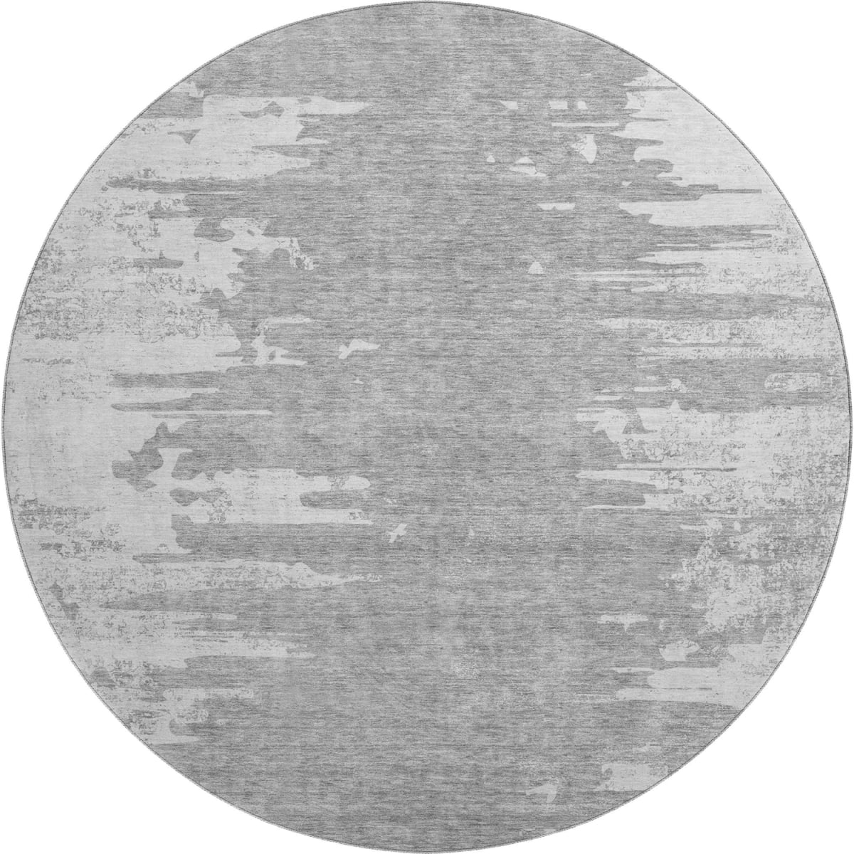 656990 8 ft. Silver & Gray Abstract Transitional Washable Round Area Rug with UV Protection