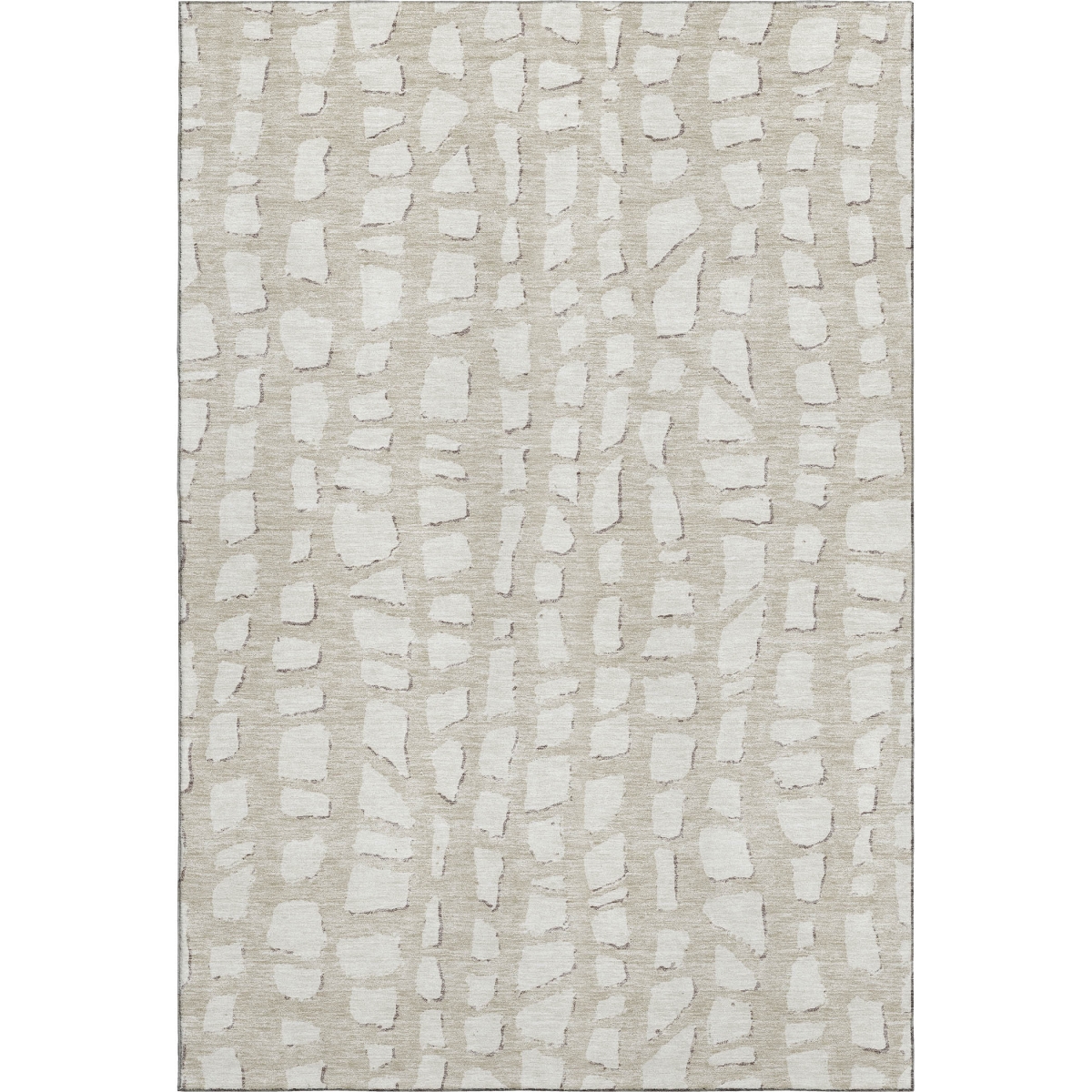 663340 9 x 12 ft. Beige & Ivory Cobblestone Washable Machine Made Rectangle Area Rug with UV Protection