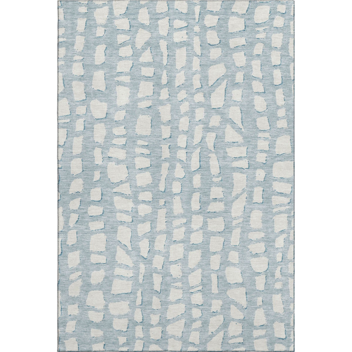 663393 8 x 10 ft. Sky Blue & Ivory Cobblestone Washable Machine Made Rectangle Area Rug with UV Protection