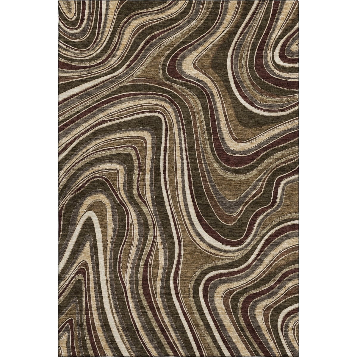 663523 9 x 12 ft. Brown, Beige & Taupe Marble Washable Machine Made Rectangle Area Rug with UV Protection