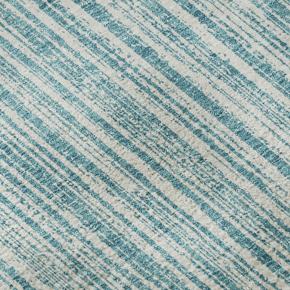 663869 9 x 12 ft. Teal & Ivory Striped Transitional Washable Machine Made Rectangle Area Rug with UV Protection