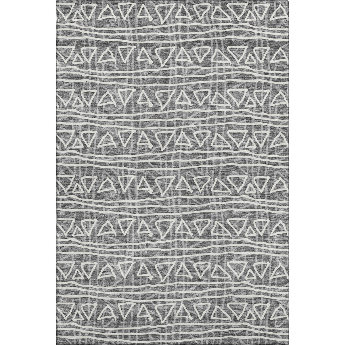 661705 8 x 10 ft. Charcoal & Ivory Geometric Transitional Washable Machine Made Rectangle Area Rug with UV Protection