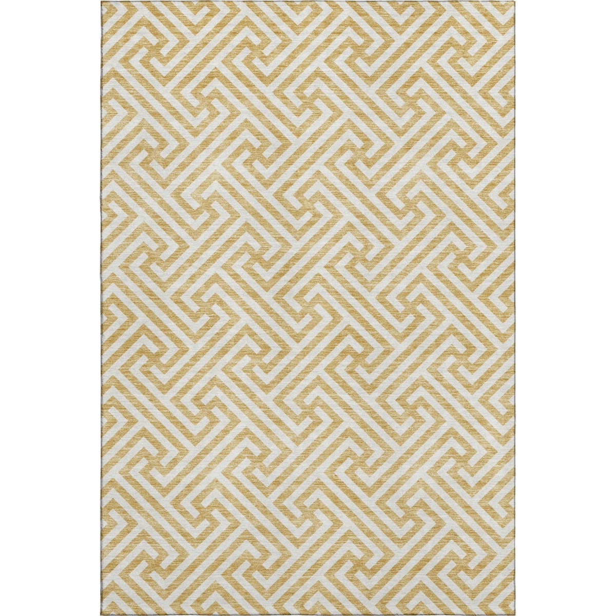 661802 9 x 12 ft. Gold & Ivory Geometric Transitional Washable Machine Made Rectangle Area Rug with UV Protection