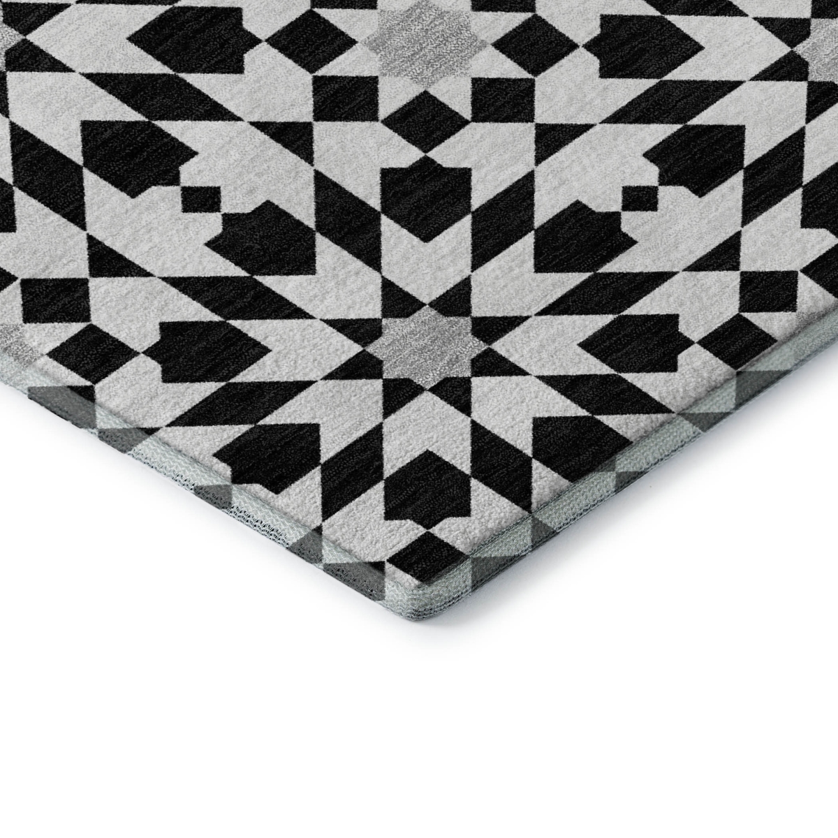 661985 5 x 8 ft. Black & Silver Geometric Washable Machine Made Rectangle Area Rug with UV Protection