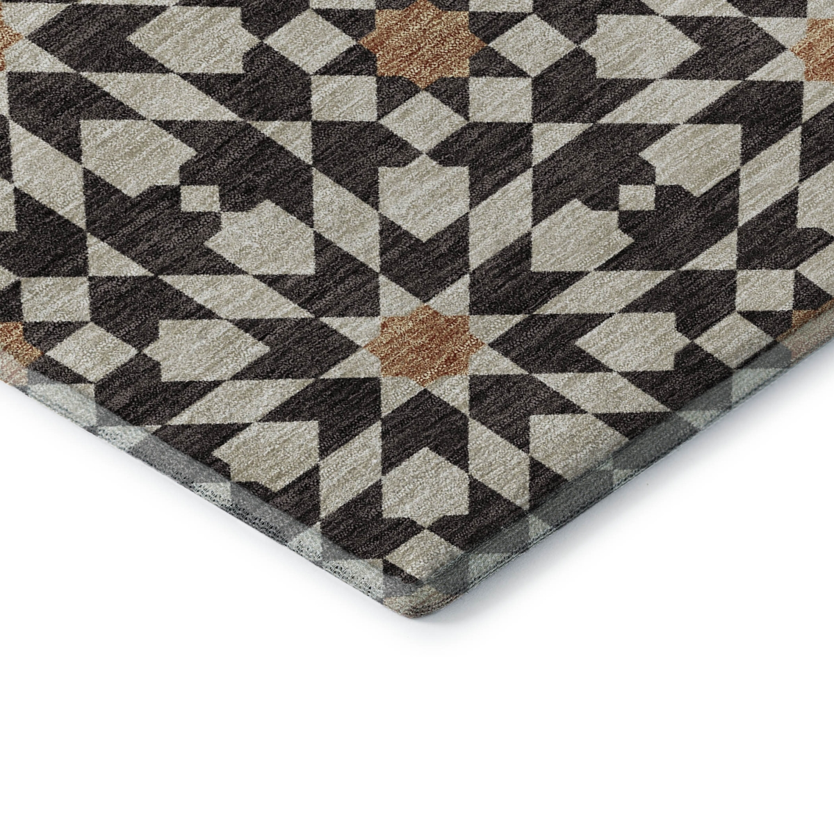661999 8 x 10 ft. Charcoal Silver & Copper Geometric Washable Machine Made Rectangle Area Rug with UV Protection
