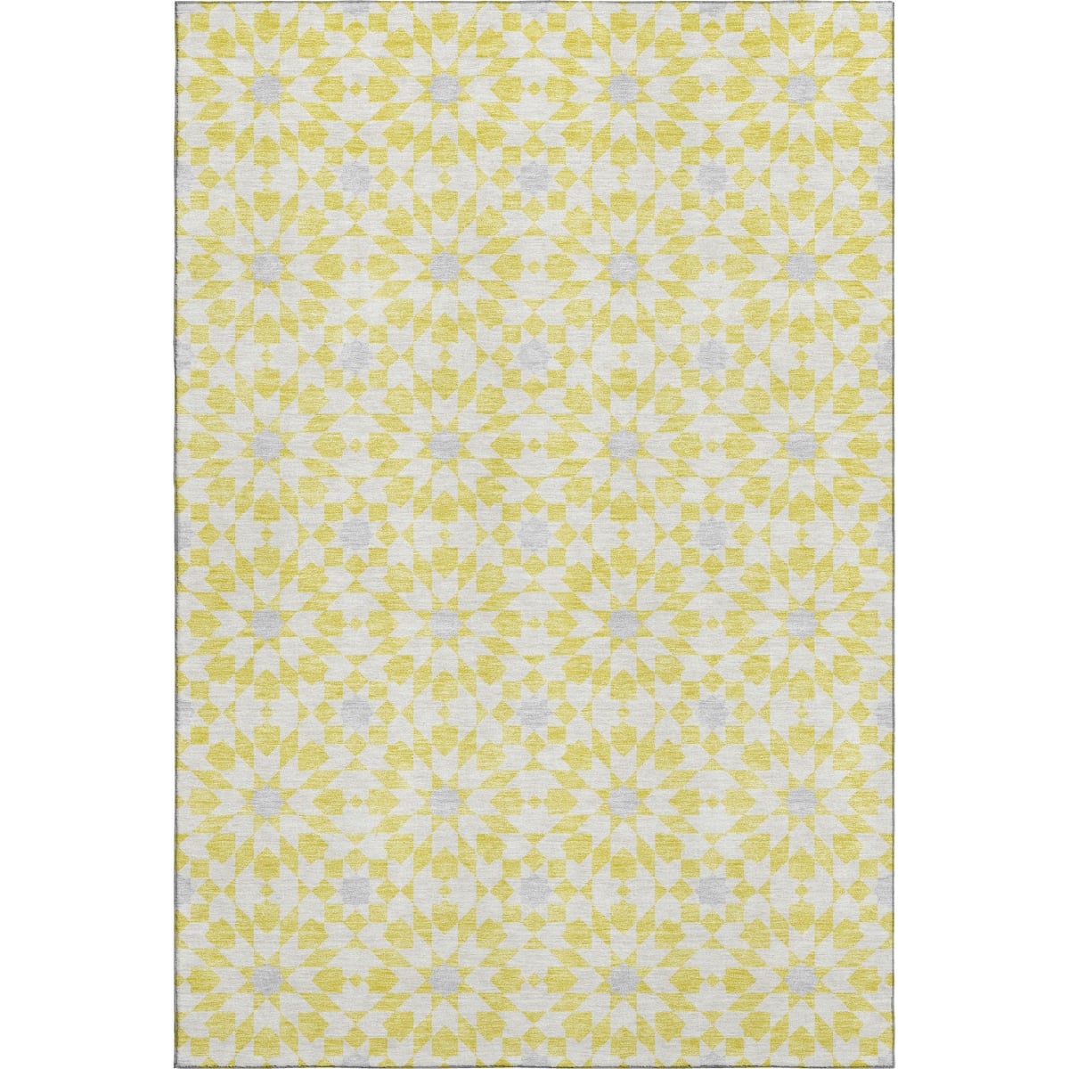 662072 9 x 12 ft. Yellow, Ivory & Gray Geometric Washable Machine Made Rectangle Area Rug with UV Protection