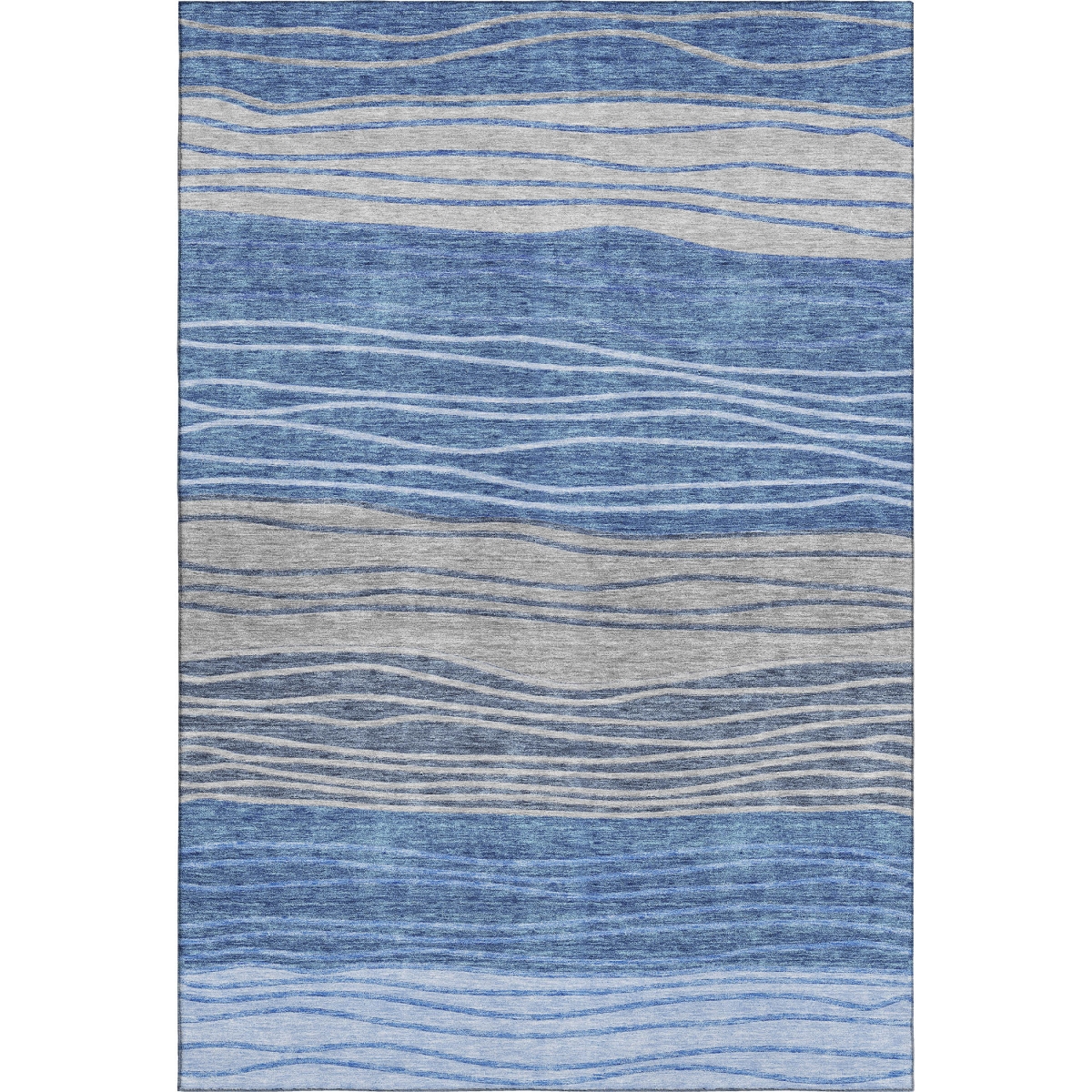 662087 5 x 8 ft. Blue & Gray Striped Transitional Washable Machine Made Rectangle Area Rug with UV Protection