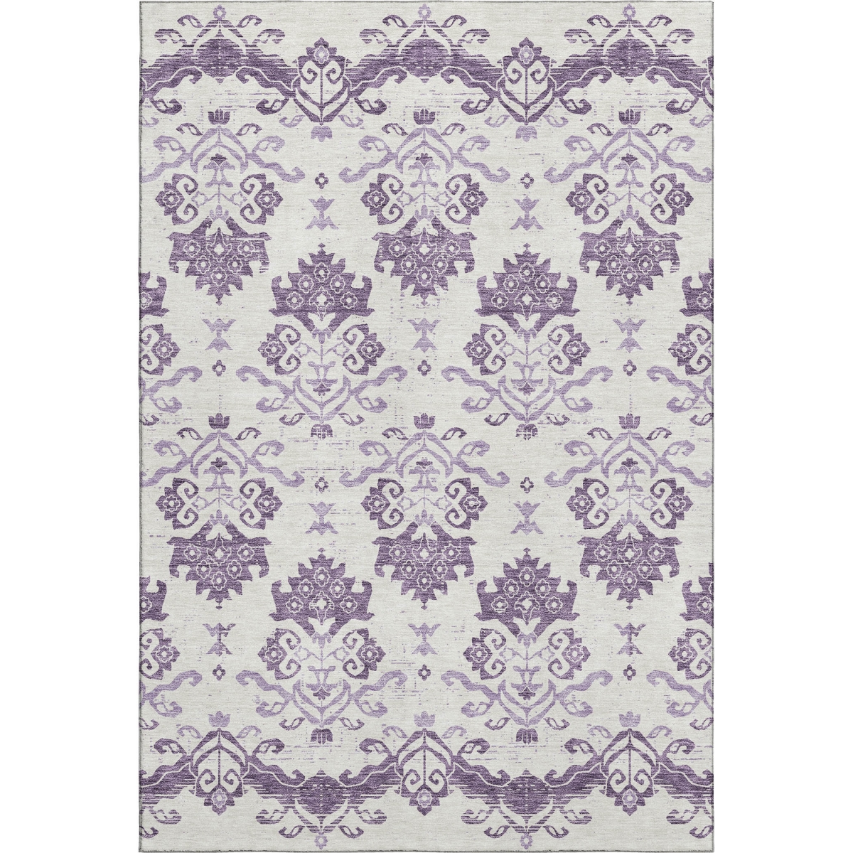 663786 10 x 14 ft. Purple & Ivory Medallion Transitional Washable Machine Made Rectangle Area Rug with UV Protection
