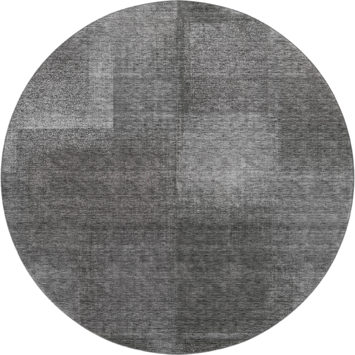662570 8 ft. Gray & Ivory Abstract Transitional Washable Round Area Rug with UV Protection