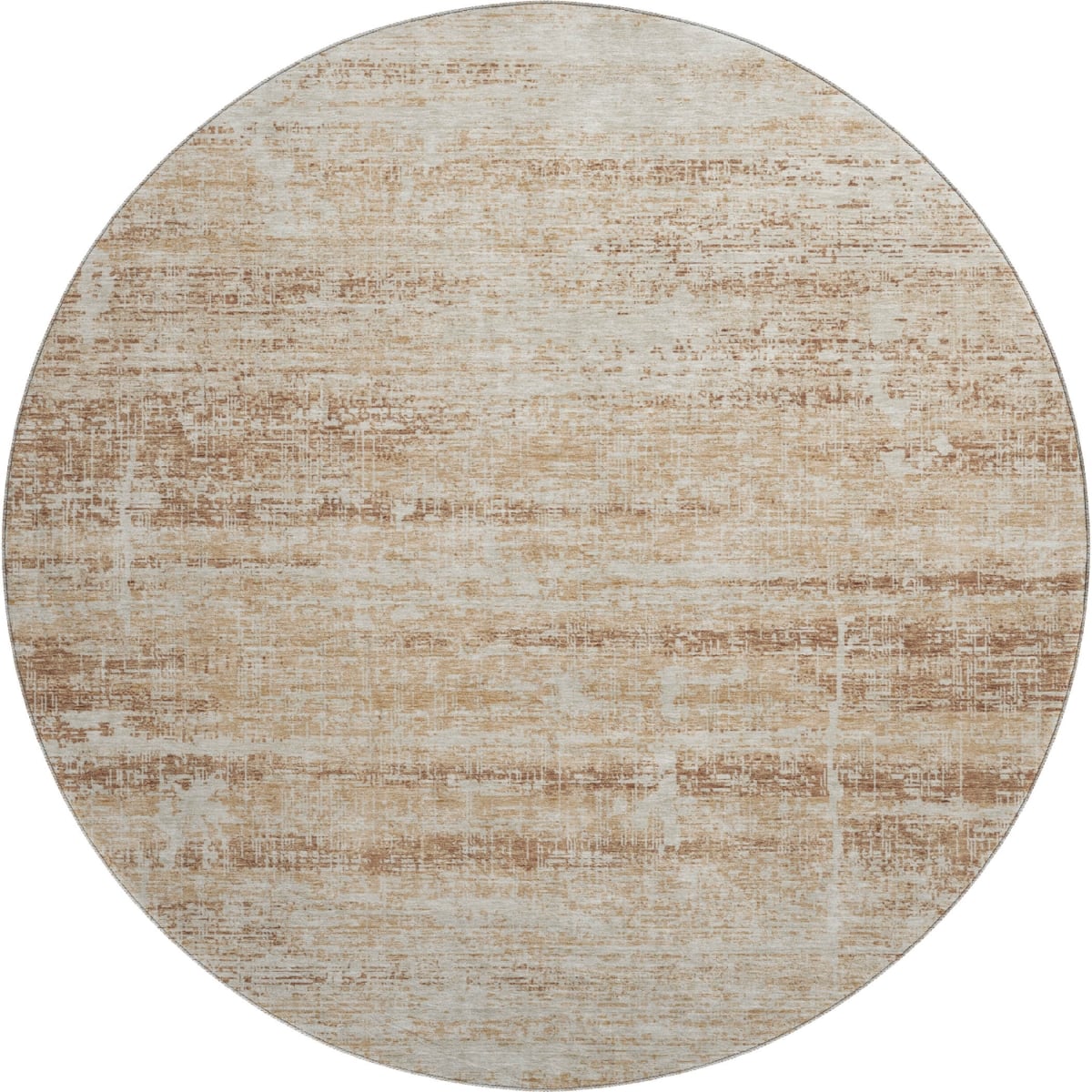 662918 8 ft. Copper & Beige Abstract Washable Round Area Rug with UV Protection
