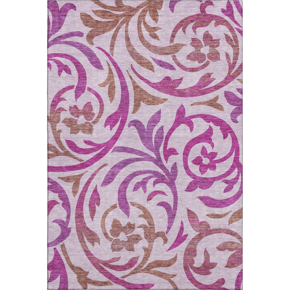 664144 8 x 10 ft. Lavender Blush & Ivory Floral Washable Machine Made Rectangle Area Rug with UV Protection