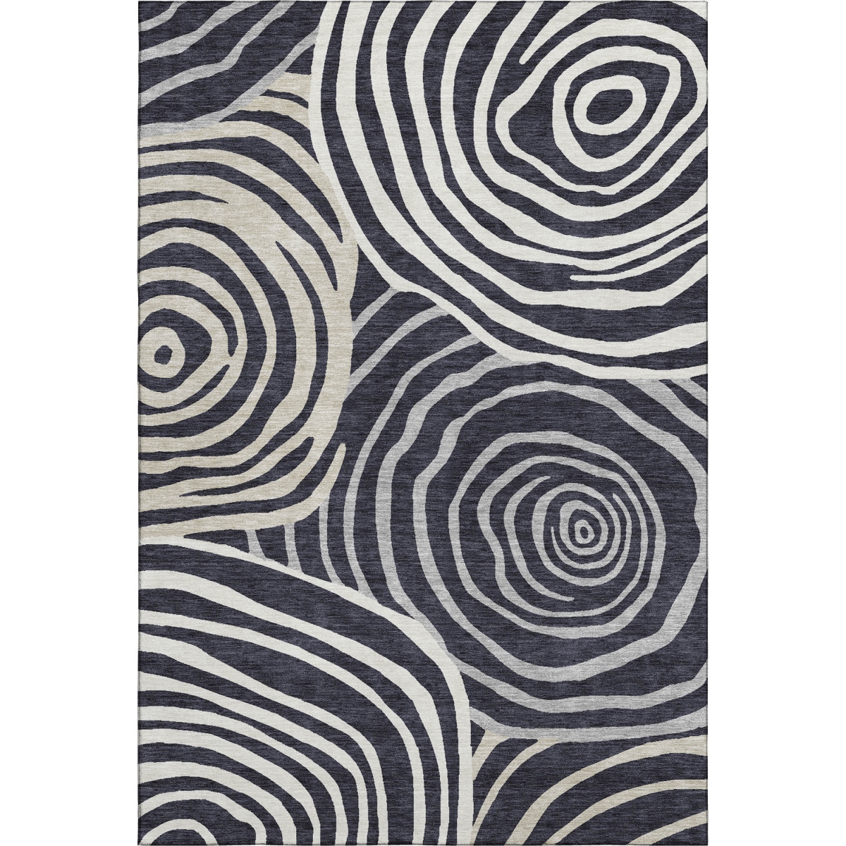 664170 10 x 14 ft. Black Ivory & Gray Abstract Transitional Washable Machine Made Rectangle Area Rug with UV Protection