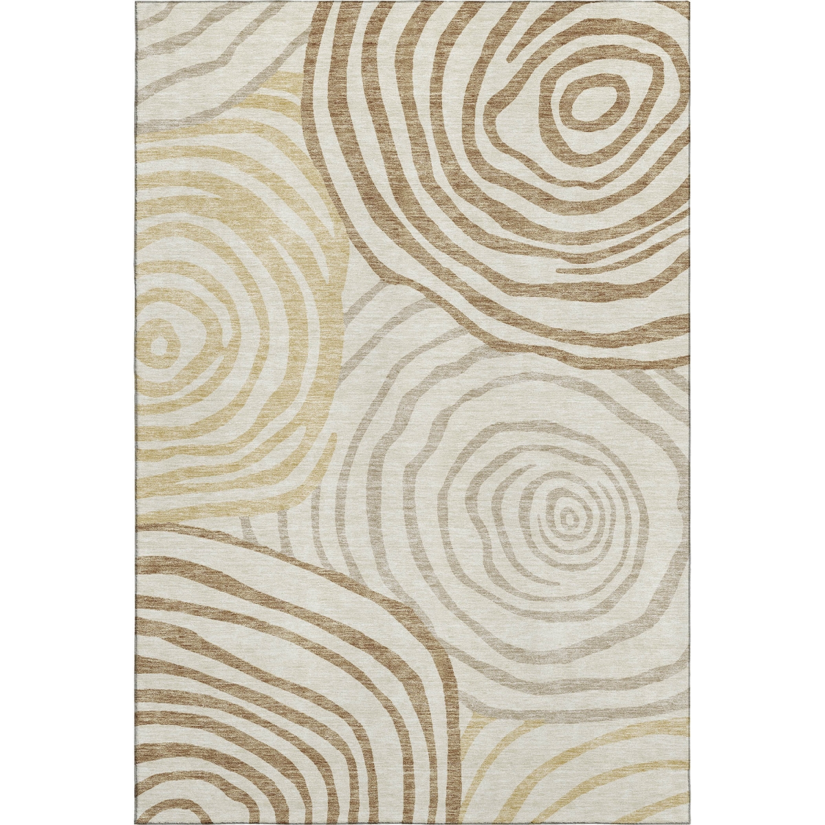 664192 8 x 10 ft. Gold Ivory & Brown Abstract Washable Machine Made Rectangle Area Rug with UV Protection