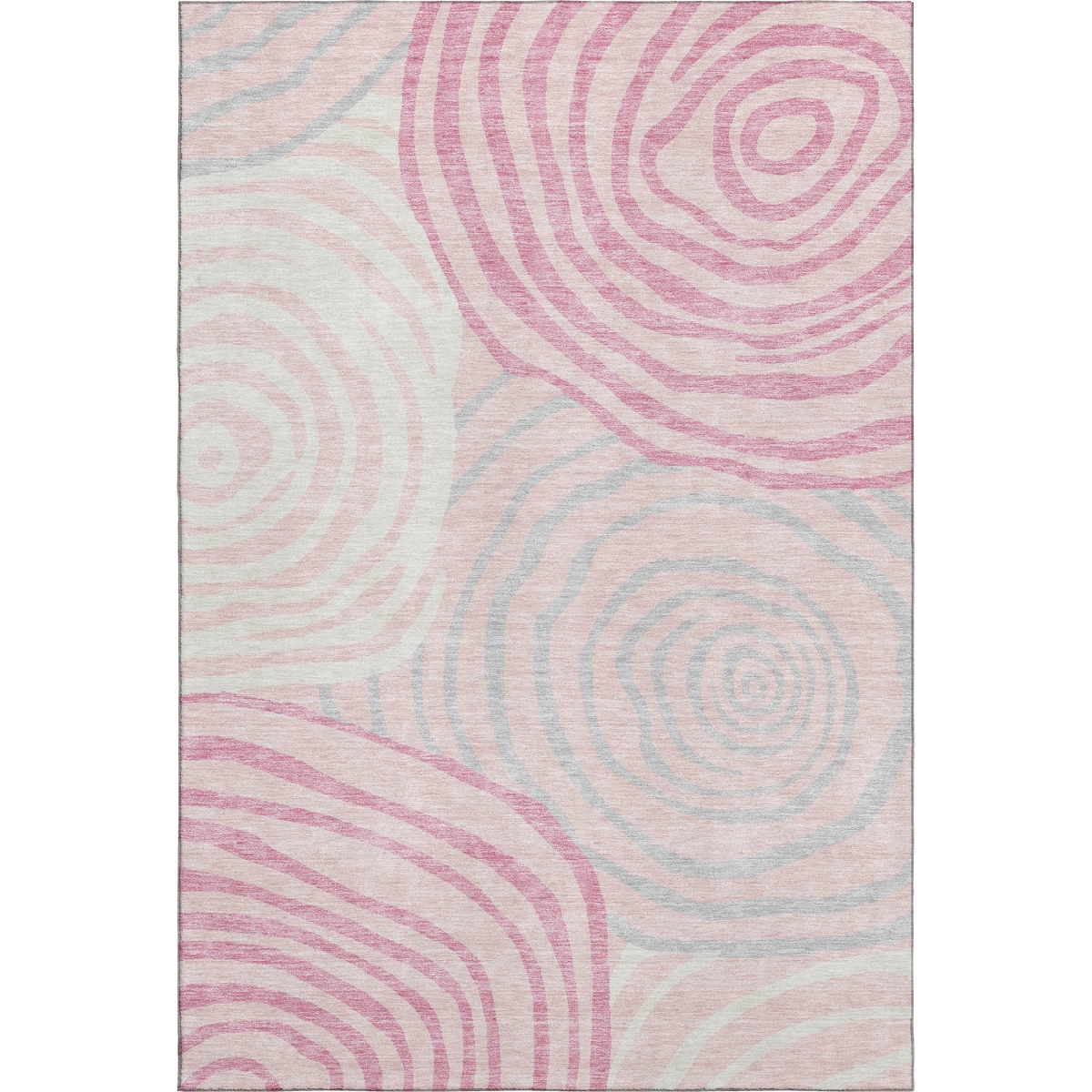 664216 8 x 10 ft. Pink, Gray & Ivory Abstract Transitional Washable Machine Made Rectangle Area Rug with UV Protection