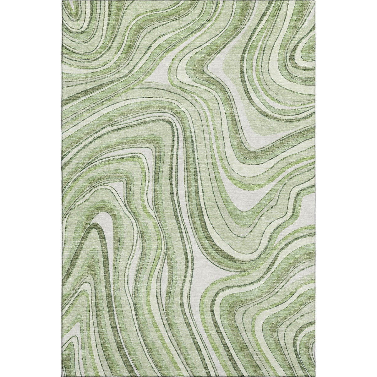 663499 9 x 12 ft. Artichoke Green & Ivory Marble Washable Machine Made Rectangle Area Rug with UV Protection