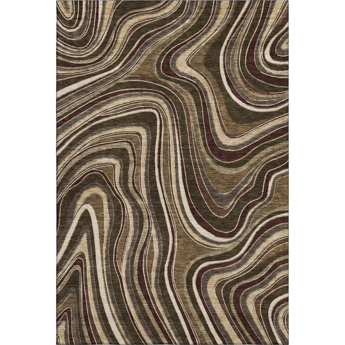 663520 5 x 8 ft. Brown, Beige & Taupe Marble Washable Machine Made Rectangle Area Rug with UV Protection