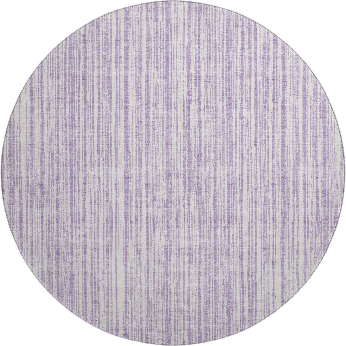 663837 8 ft. Lavender & Ivory Striped Transitional Washable Round Area Rug with UV Protection