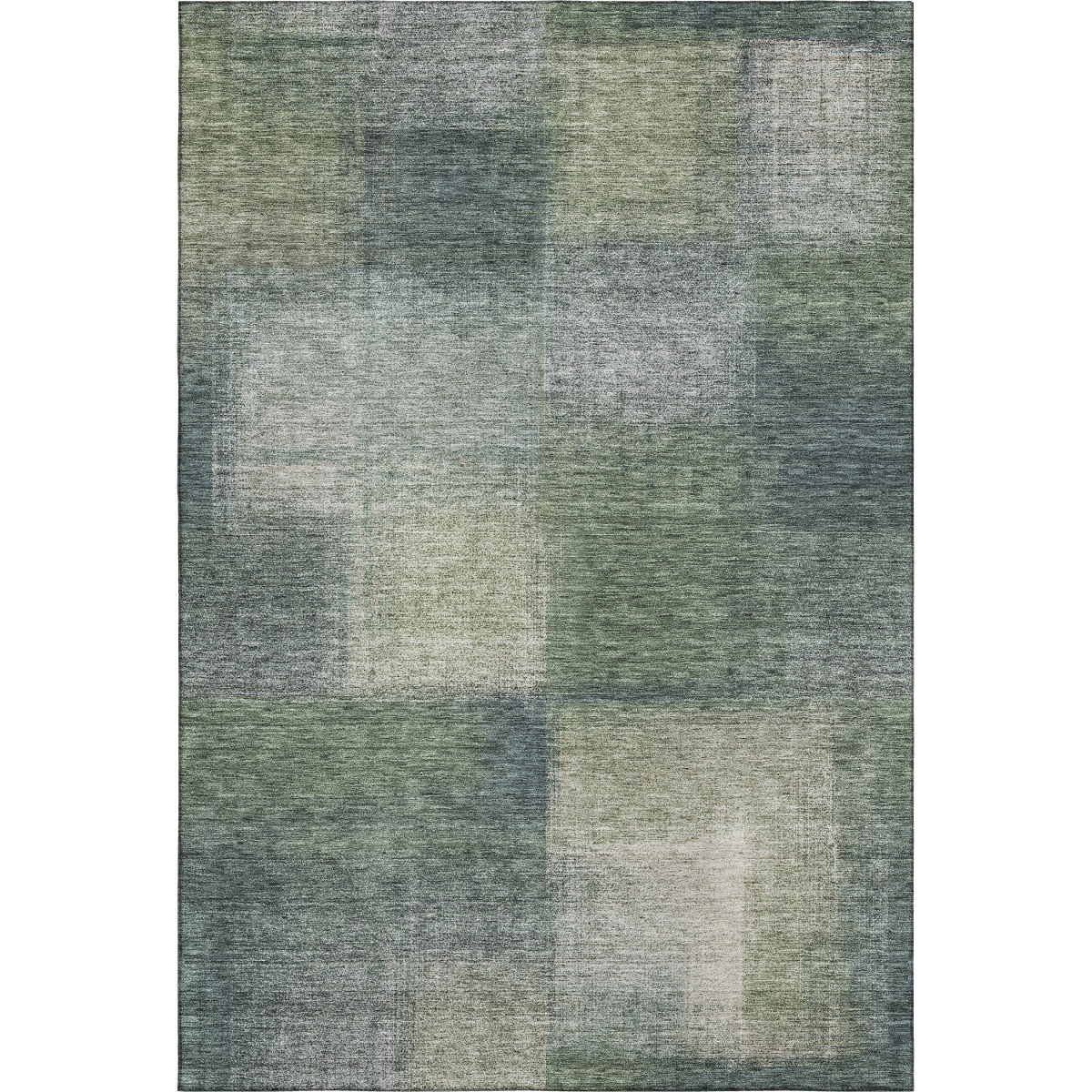 662579 10 x 14 ft. Olive Green, Ivory & Gray Abstract Washable Machine Made Rectangle Area Rug with UV Protection