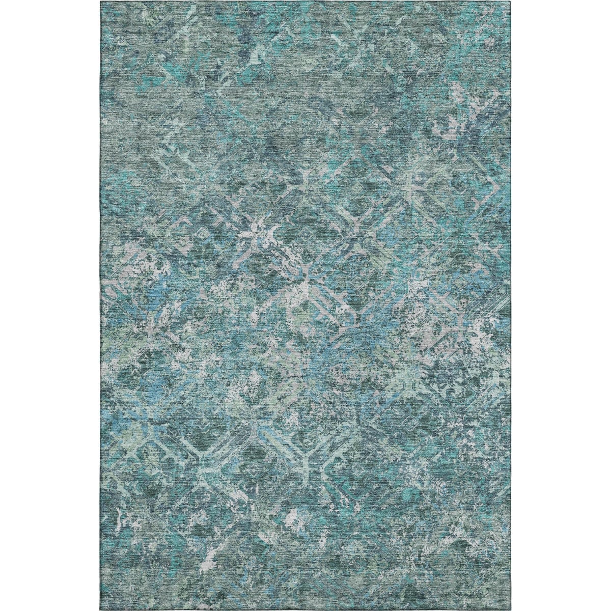 664432 8 x 10 ft. Sage Gray & Ivory Diamond Washable Machine Made Rectangle Area Rug with UV Protection
