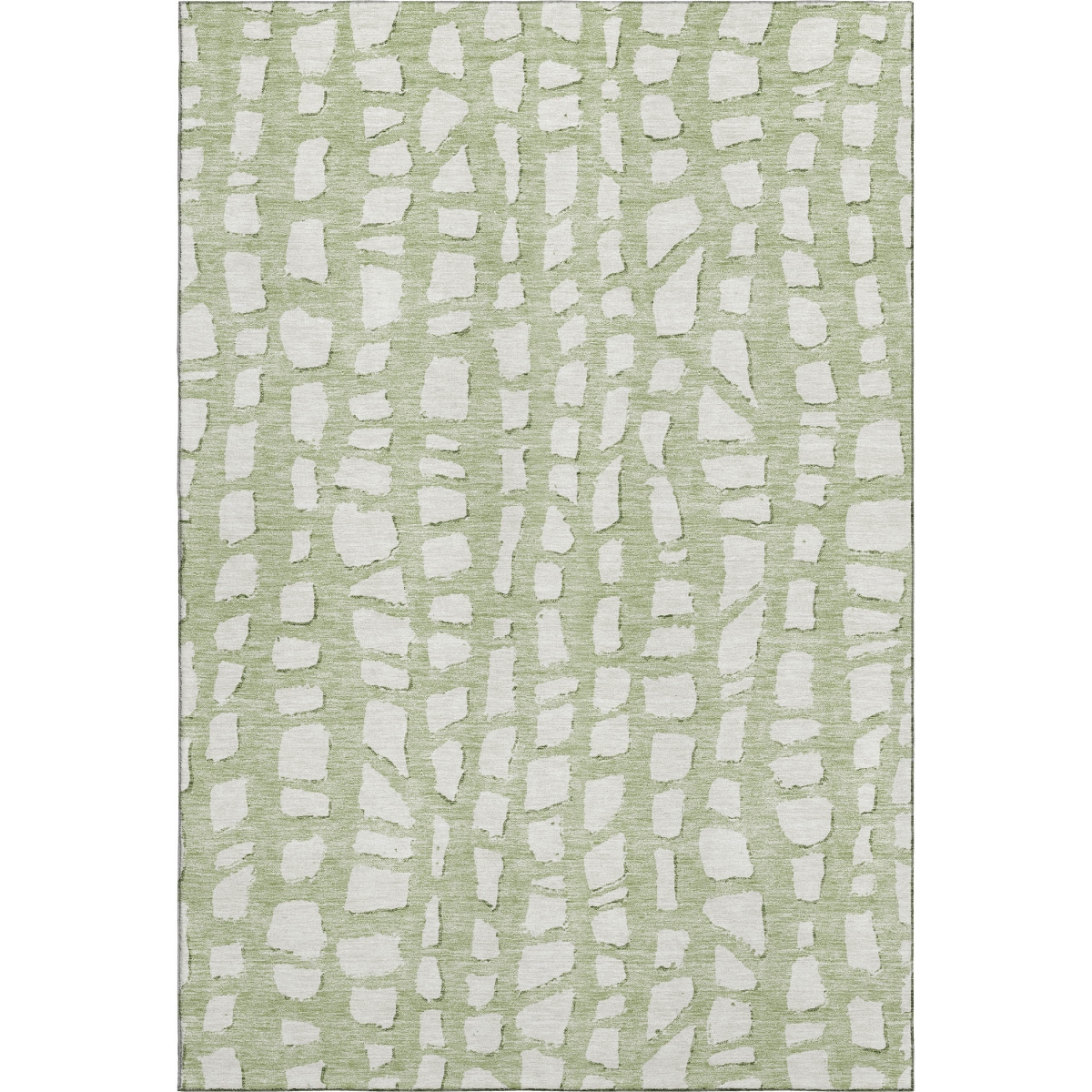 663335 10 x 14 ft. Artichoke Green & Ivory Cobblestone Washable Machine Made Rectangle Area Rug with UV Protection