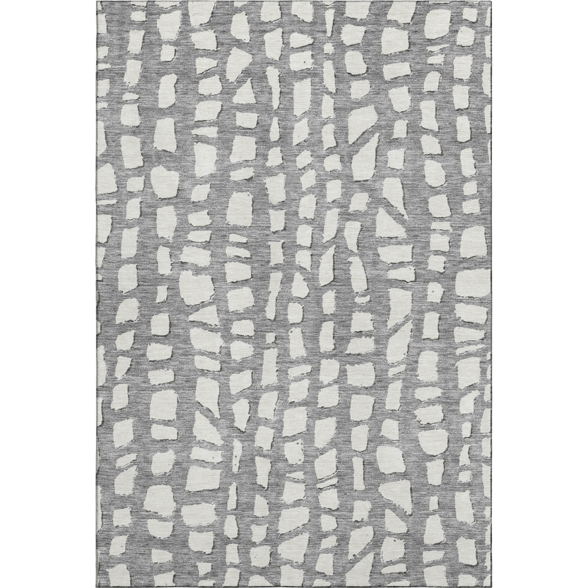 663359 10 x 14 ft. Gray & Ivory Cobblestone Washable Machine Made Rectangle Area Rug with UV Protection