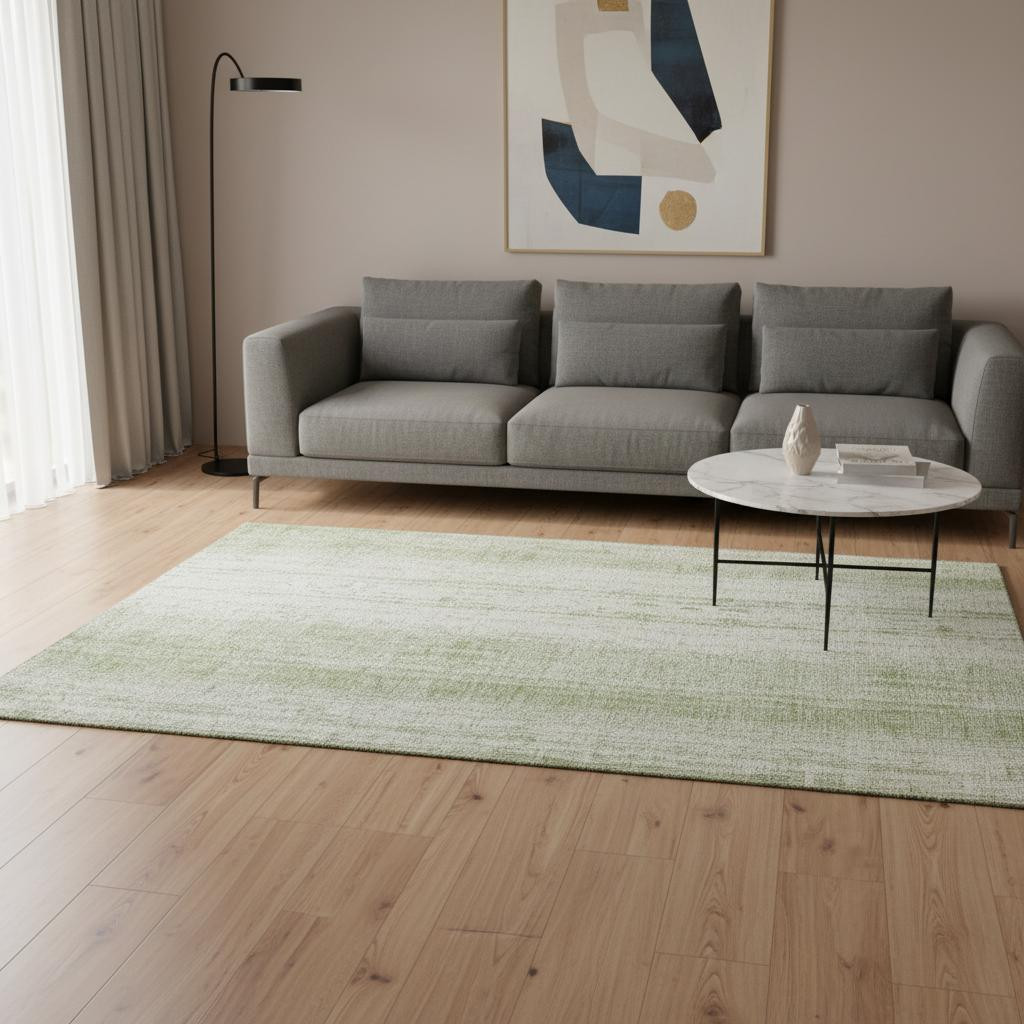 668303 5 x 8 ft. Artichoke Green & Ivory Striped Transitional Washable Machine Made Rectangle Area Rug with UV Protection