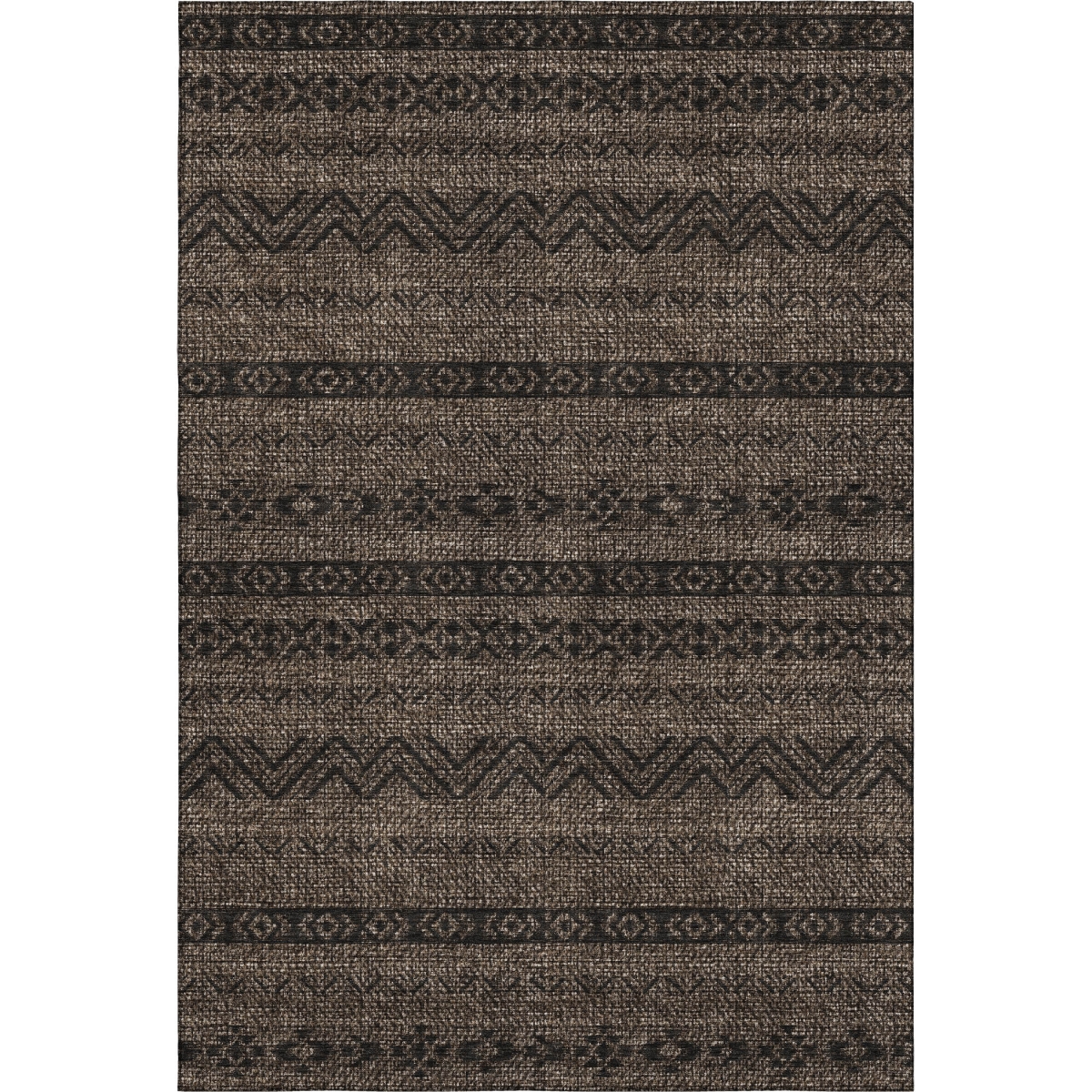 665883 8 x 10 ft. Chocolate & Gray Southwestern Washable Machine Made Rectangle Area Rug with UV Protection