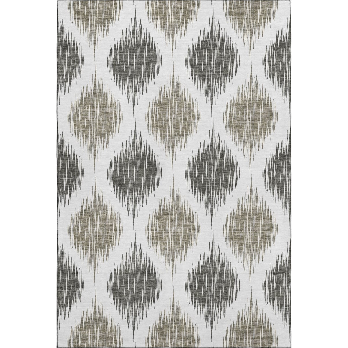 667509 10 x 14 ft. Taupe & Ivory Ikat Transitional Washable Machine Made Rectangle Area Rug with UV Protection
