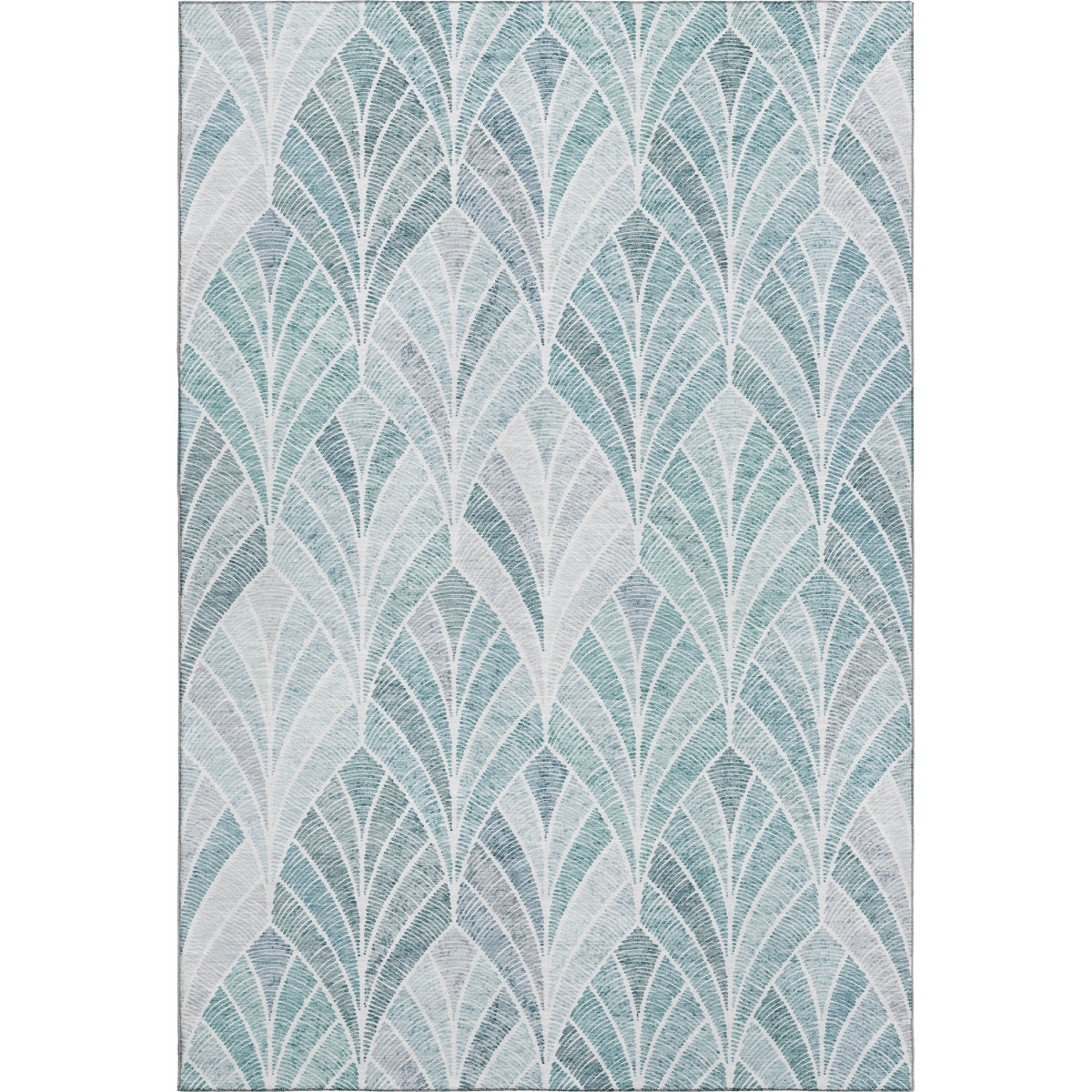 667579 8 x 10 ft. Aqua & Ivory Geometric Transitional Washable Machine Made Rectangle Area Rug with UV Protection