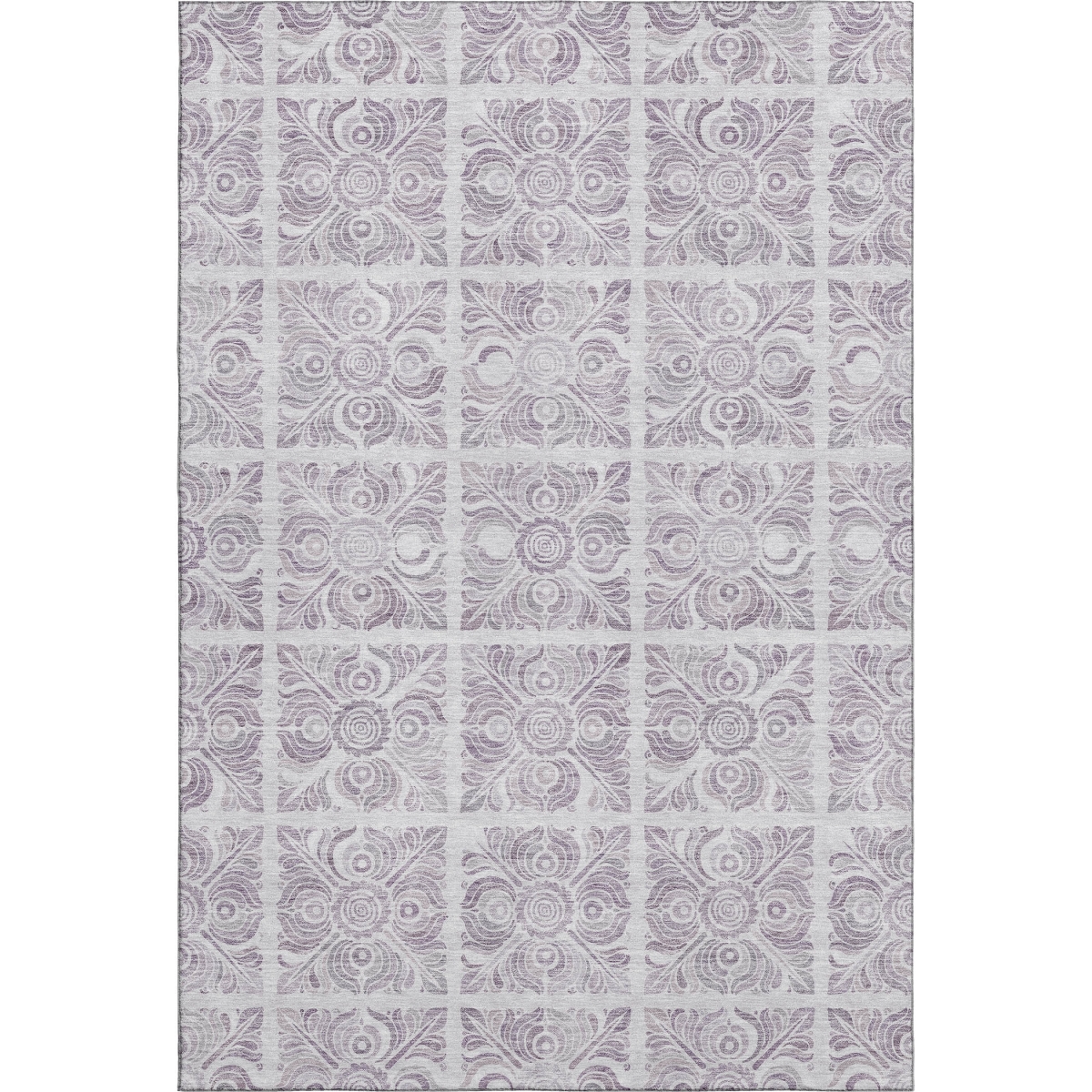 667781 8 x 10 ft. Lavender & Ivory Medallion Transitional Washable Machine Made Rectangle Area Rug with UV Protection