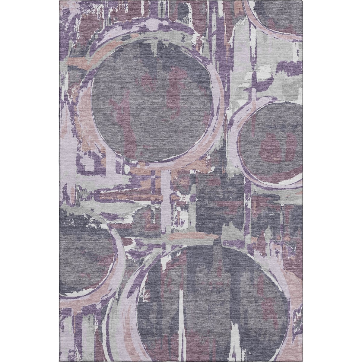 667859 8 x 10 ft. Purple, Gray & Lavender Geometric Washable Machine Made Rectangle Area Rug with UV Protection