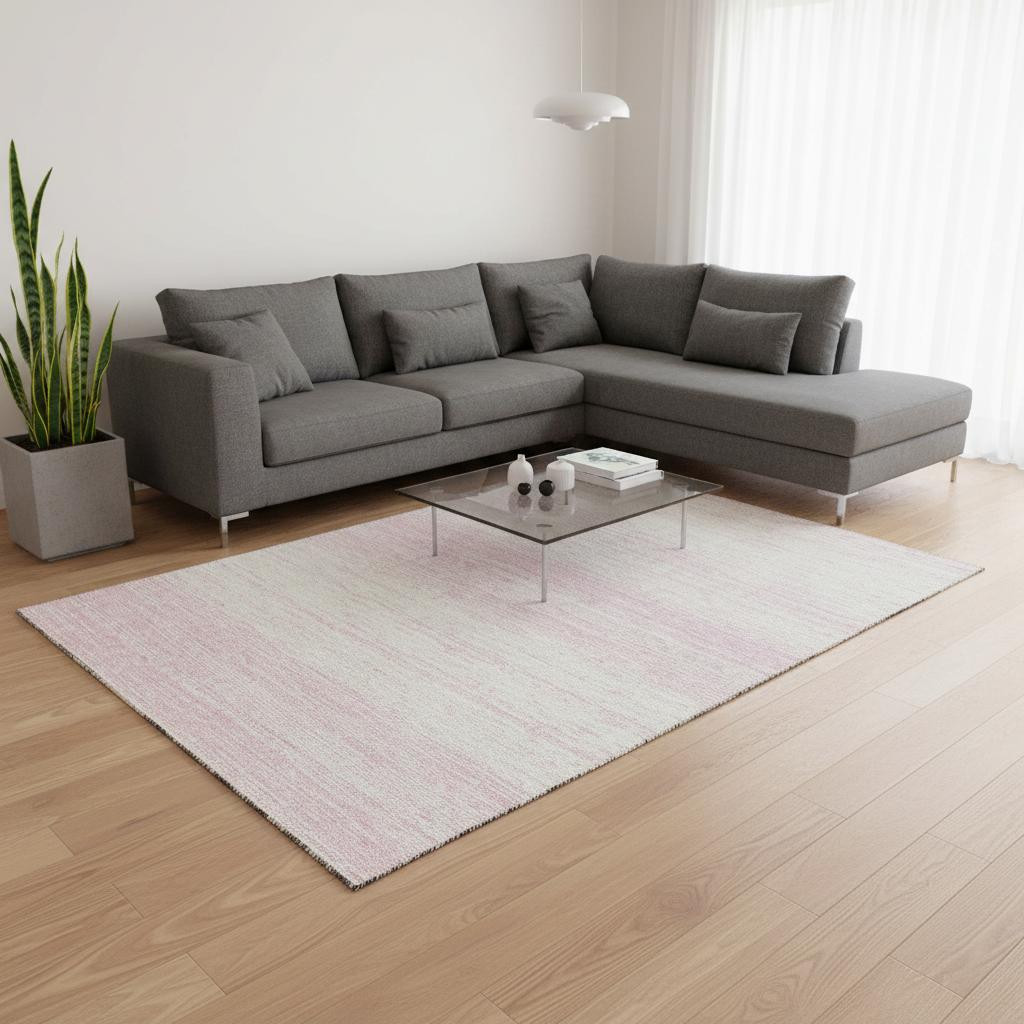 668173 8 x 10 ft. Pink & Ivory Striped Transitional Washable Machine Made Rectangle Area Rug with UV Protection
