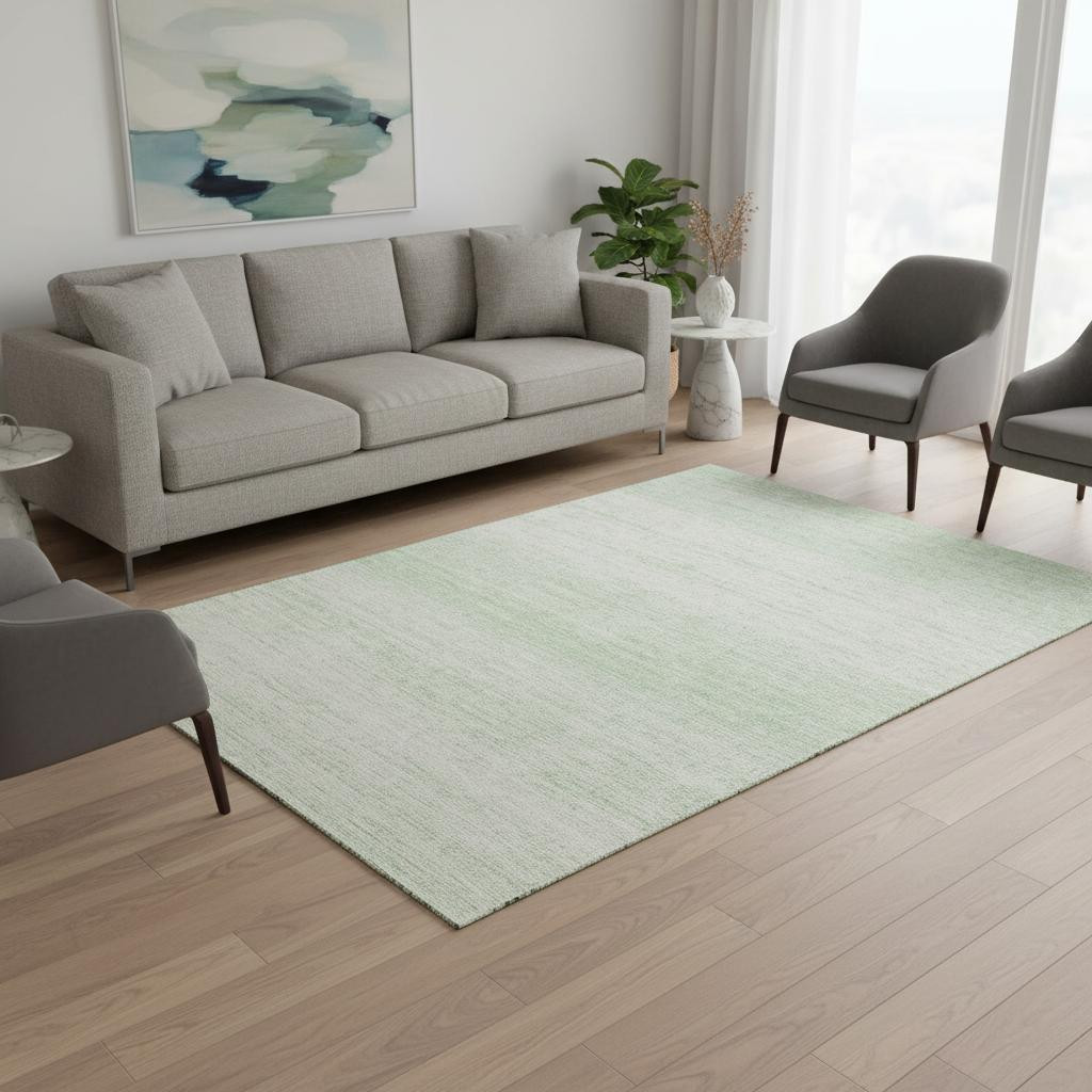668147 5 x 8 ft. Mint Green & Ivory Striped Transitional Washable Machine Made Rectangle Area Rug with UV Protection