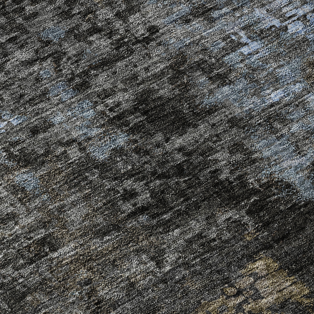 666262 9 x 12 ft. Graphite Blue & Copper Abstract Washable Machine Made Rectangle Area Rug with UV Protection