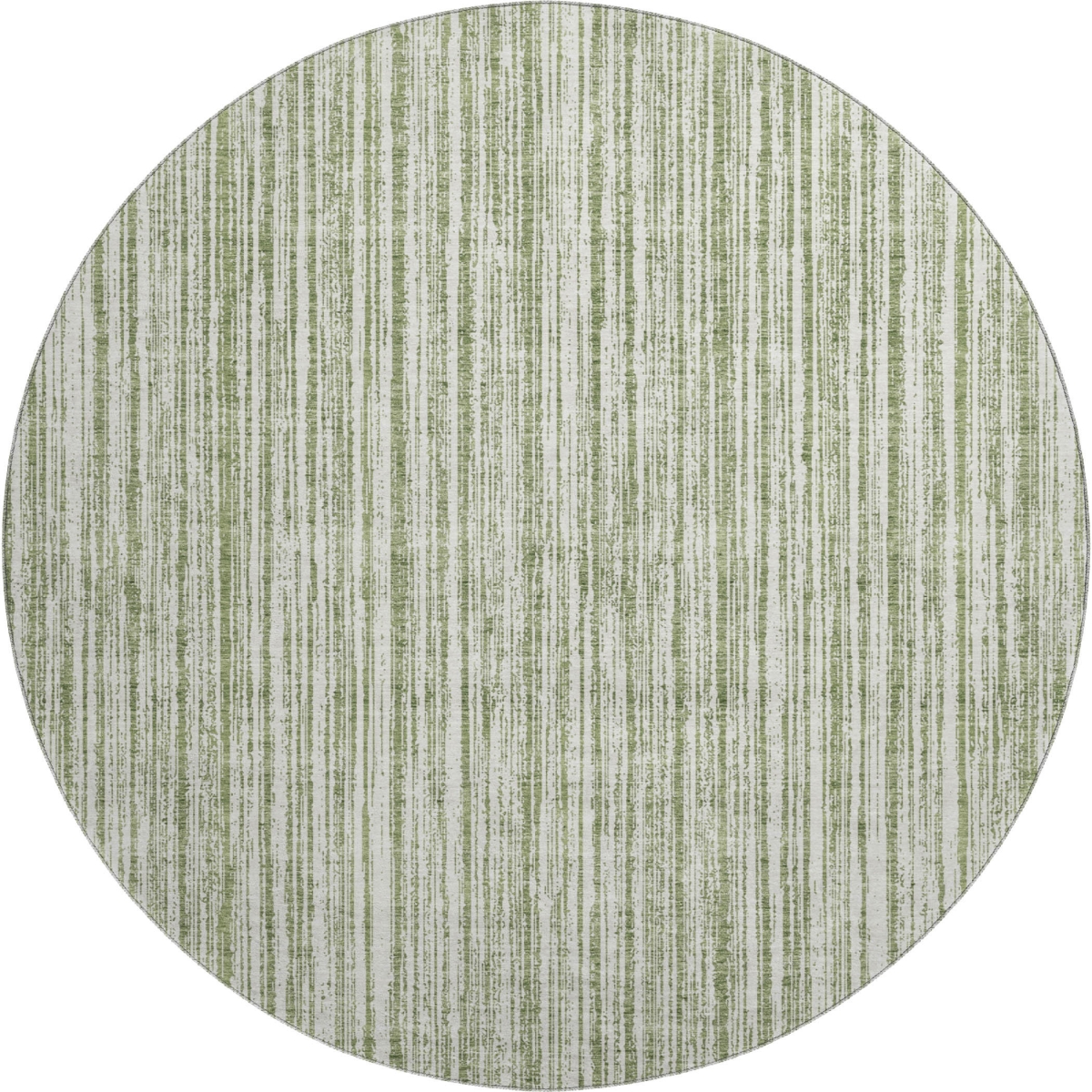 663825 8 ft. Green & Ivory Striped Transitional Washable Round Area Rug with UV Protection