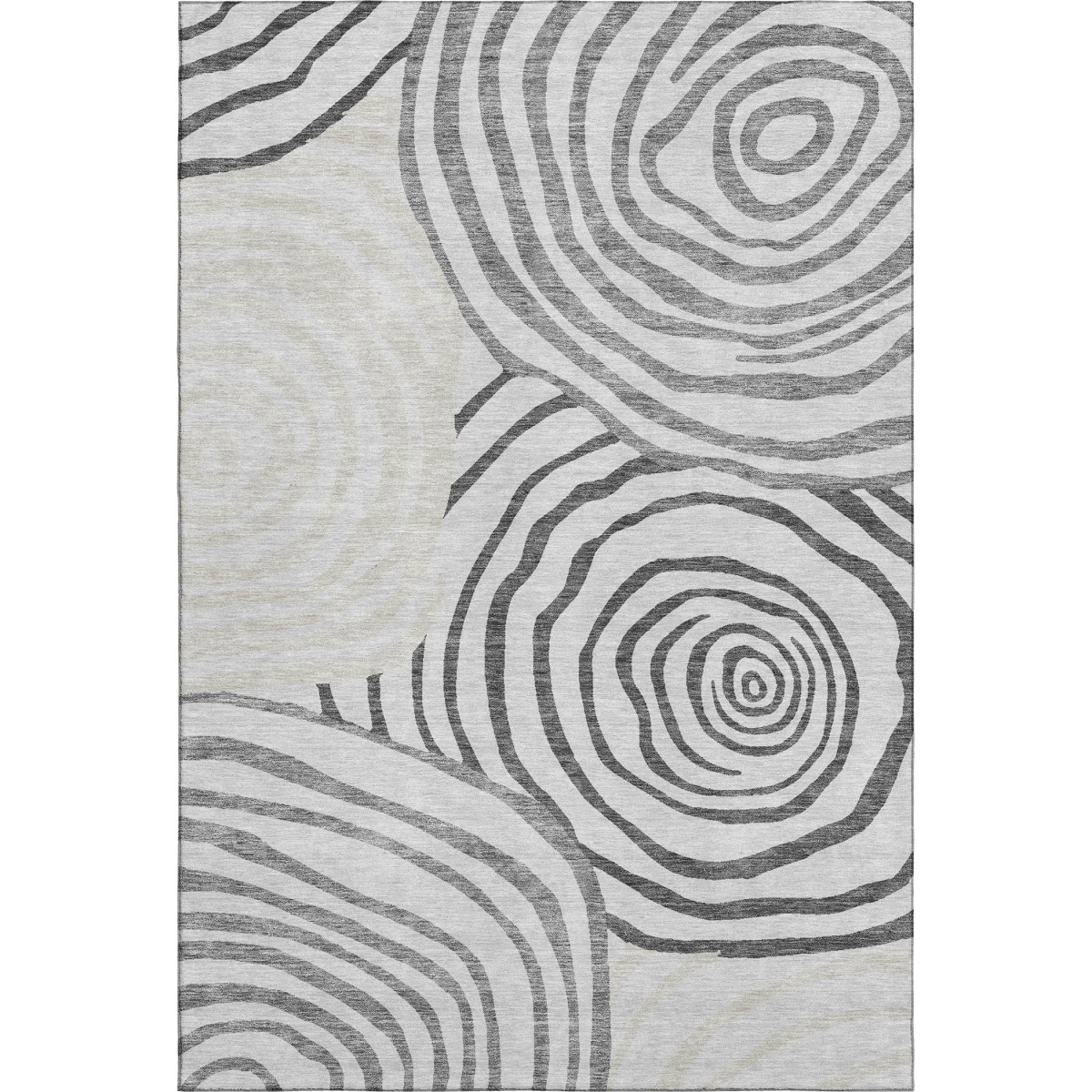 664199 9 x 12 ft. Gray Silver & Beige Abstract Washable Machine Made Rectangle Area Rug with UV Protection