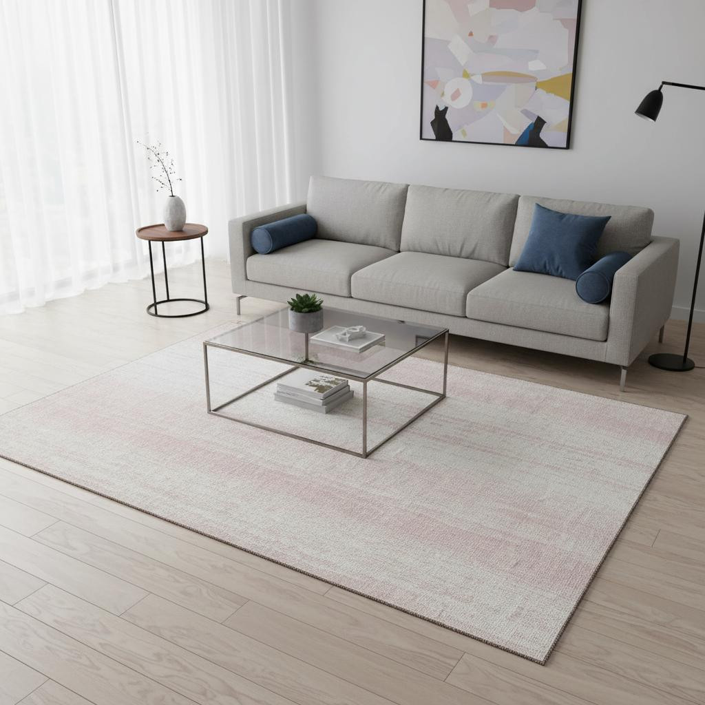 668351 5 x 8 ft. Pink & Ivory Striped Transitional Washable Machine Made Rectangle Area Rug with UV Protection