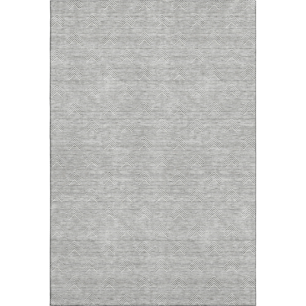 672328 5 x 8 ft. Gray & Ivory Abstract Geometric Transitional Washable Machine Made Rectangle Area Rug with UV Protection