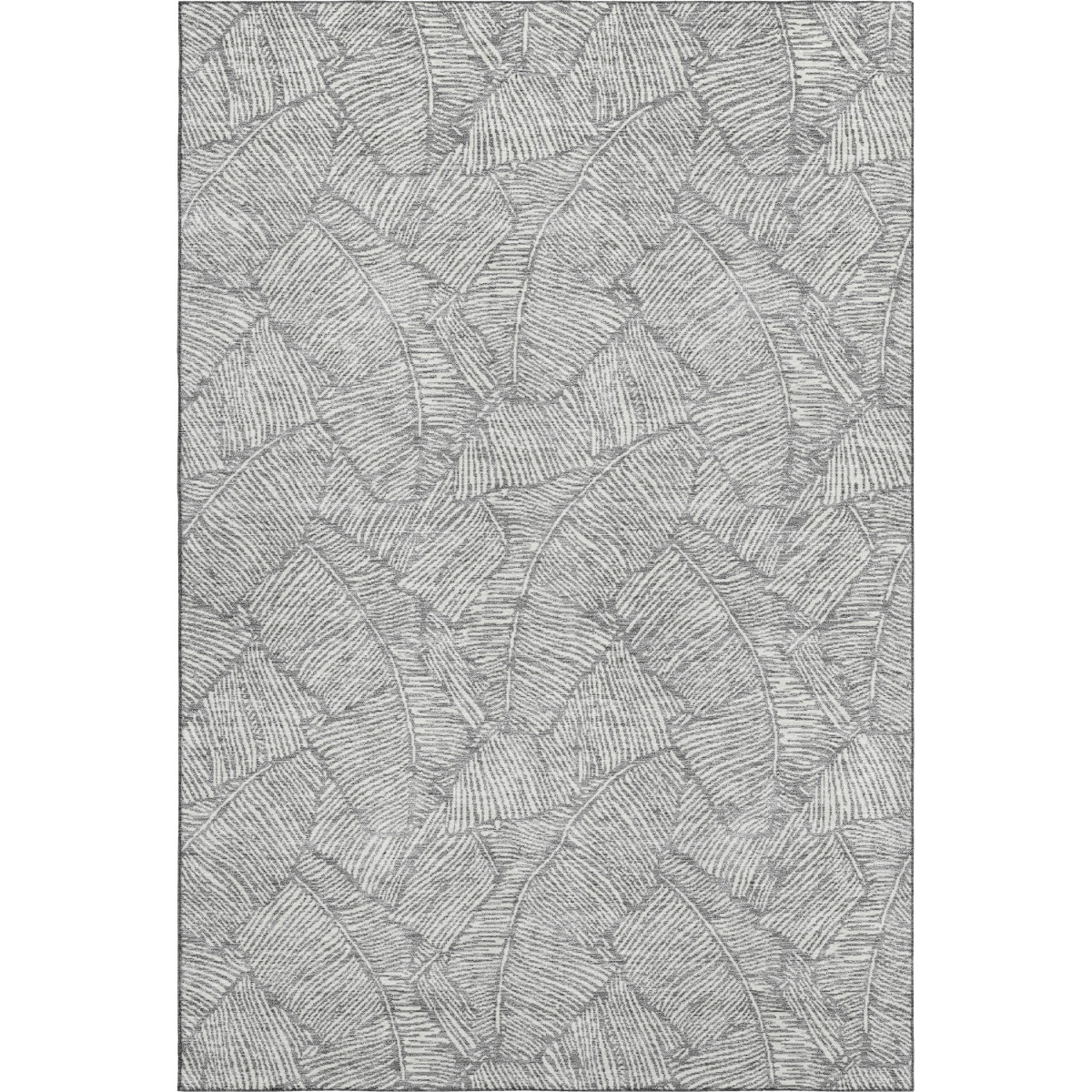 672603 8 x 10 ft. Gray & Ivory Floral Transitional Washable Machine Made Rectangle Area Rug with UV Protection