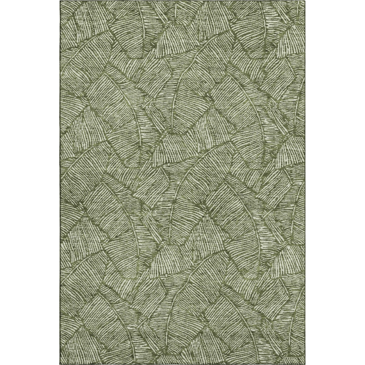672627 8 x 10 ft. Olive Green & Ivory Floral Transitional Washable Machine Made Rectangle Area Rug with UV Protection