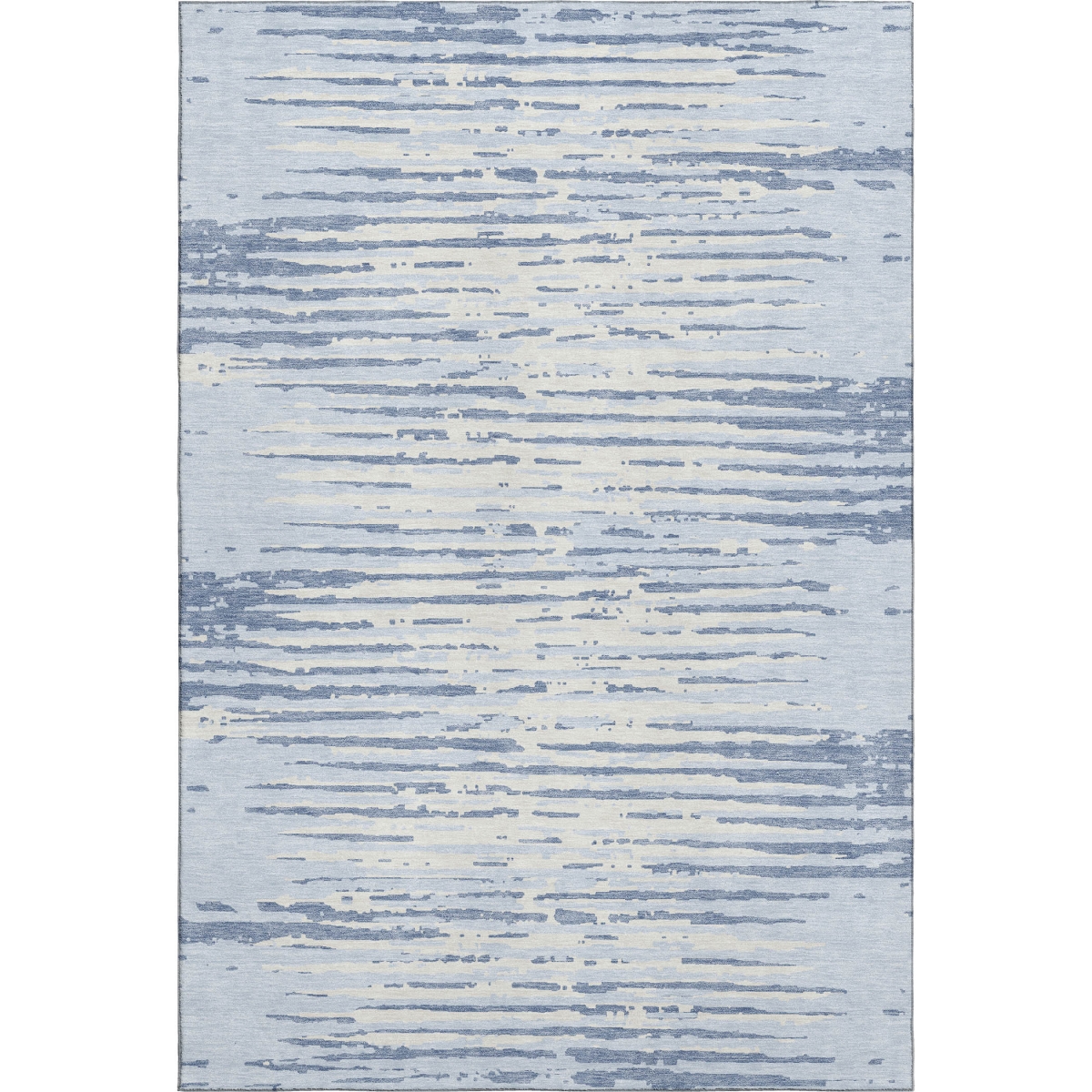 670587 5 x 8 ft. Sky Blue & Ivory Striped Transitional Washable Machine Made Rectangle Area Rug with UV Protection