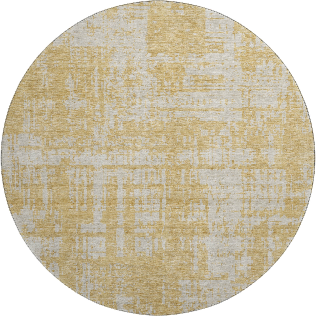 671135 8 ft. Gold & Beige Abstract Transitional Washable Round Area Rug with UV Protection