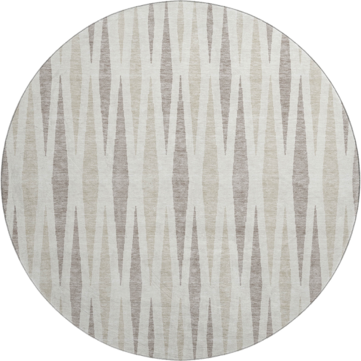 670060 8 ft. Ivory & Beige Geometric Transitional Washable Round Area Rug with UV Protection