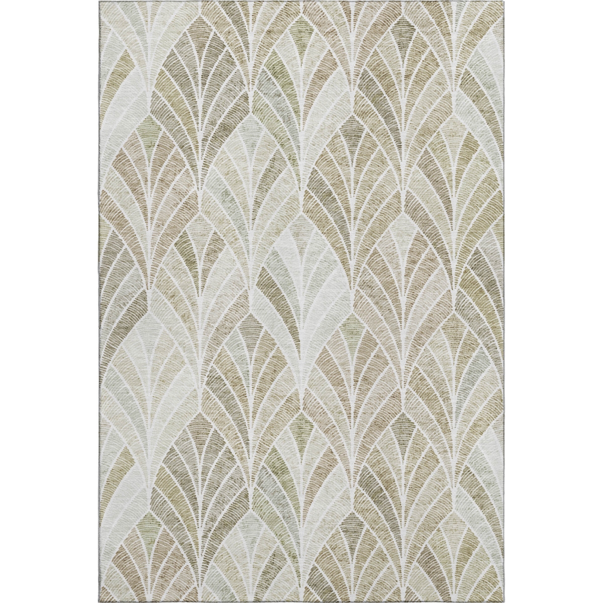 667610 9 x 12 ft. Khaki Beige & Ivory Geometric Washable Machine Made Rectangle Area Rug with UV Protection