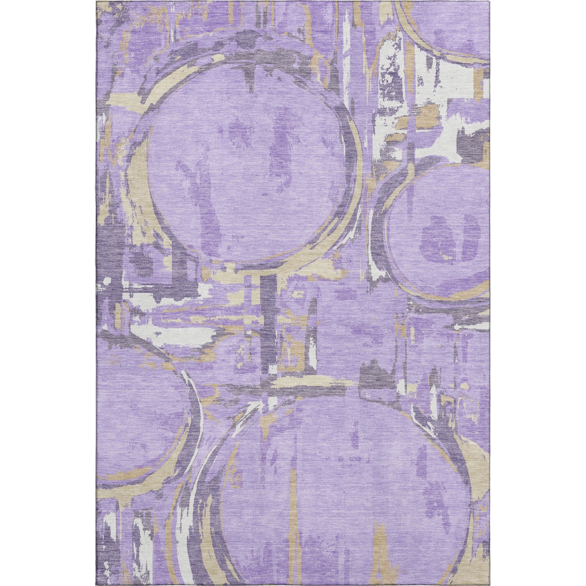 667839 5 x 8 ft. Lavender Beige & Gray Geometric Washable Machine Made Rectangle Area Rug with UV Protection