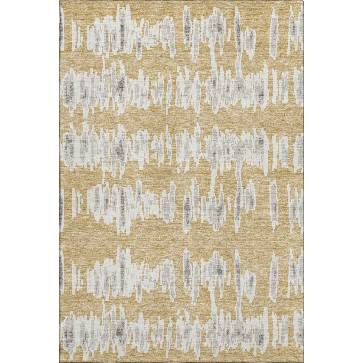 671959 9 x 12 ft. Gold & Beige Striped Transitional Washable Machine Made Rectangle Area Rug with UV Protection