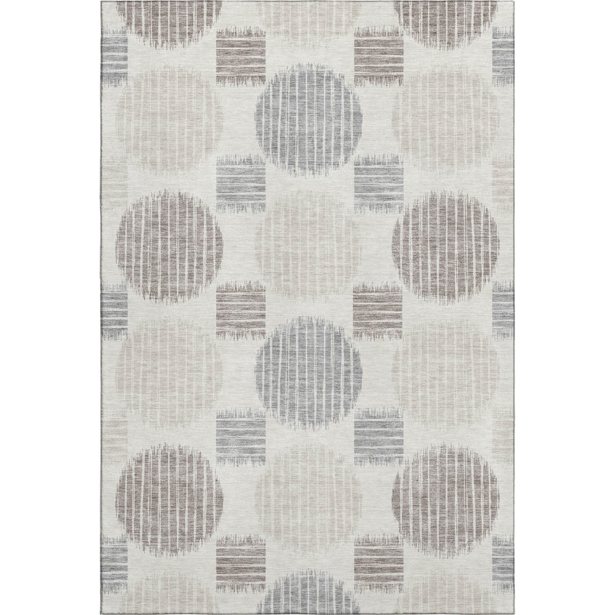671548 5 x 8 ft. Ivory Beige & Gray Geometric Washable Machine Made Rectangle Area Rug with UV Protection