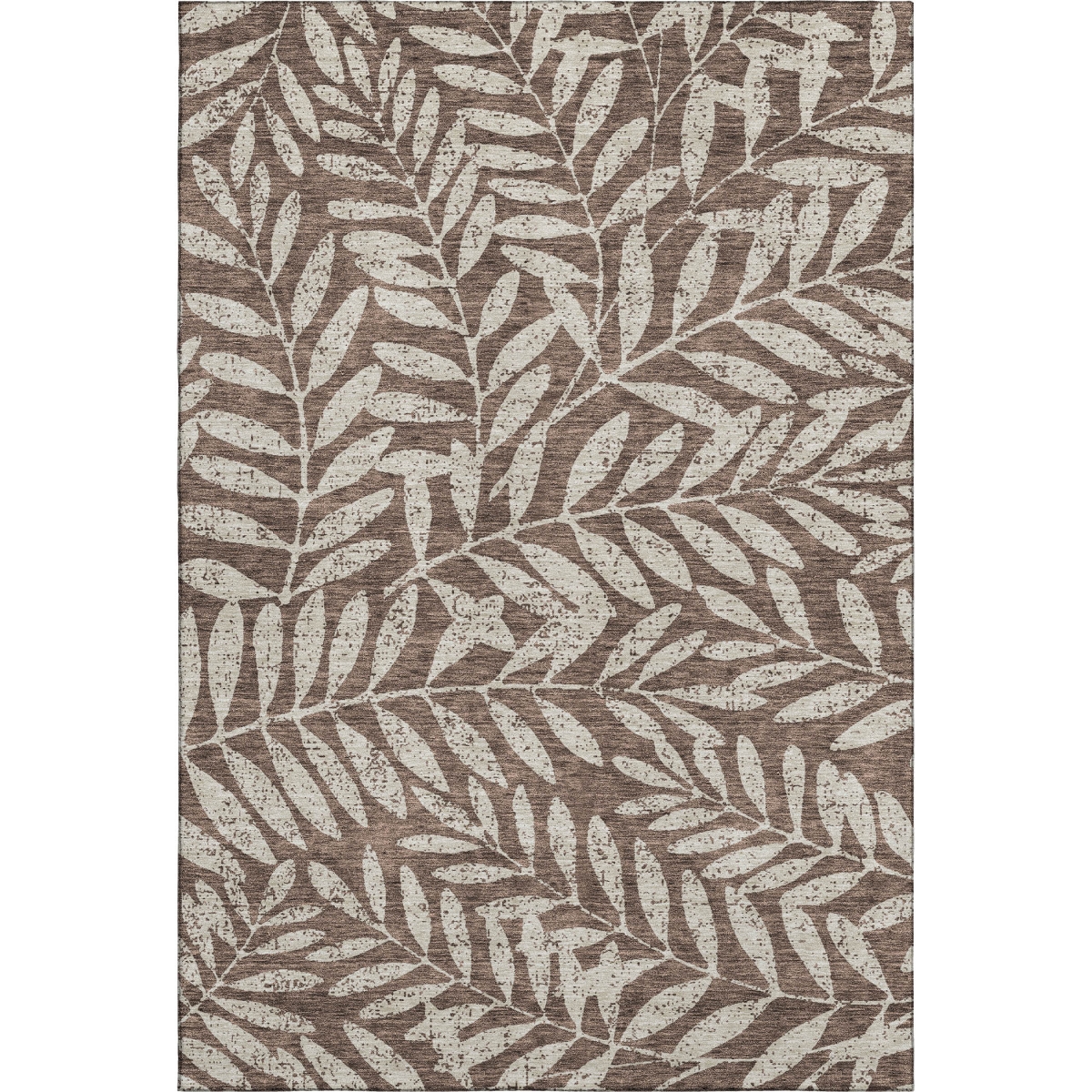 671434 5 x 8 ft. Brown & Beige Floral Transitional Washable Machine Made Rectangle Area Rug with UV Protection